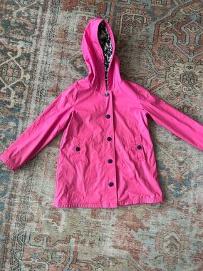 Hatley Pink Hooded Raincoat with Patterned Lining
